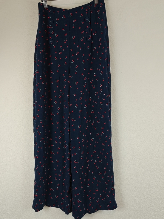 Gianni Bini Pants - Gianni Bini Cherry Print Wide-Leg Sailor Pants 🍒 Navy Retro Chic High-Waist XS